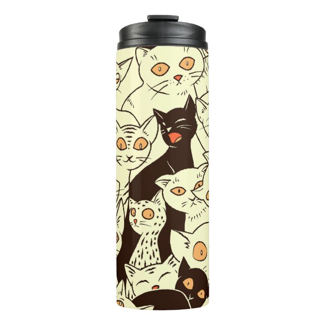 Cute Cats Vintage Wallpaper Pattern Thermal Tumbler (Front)