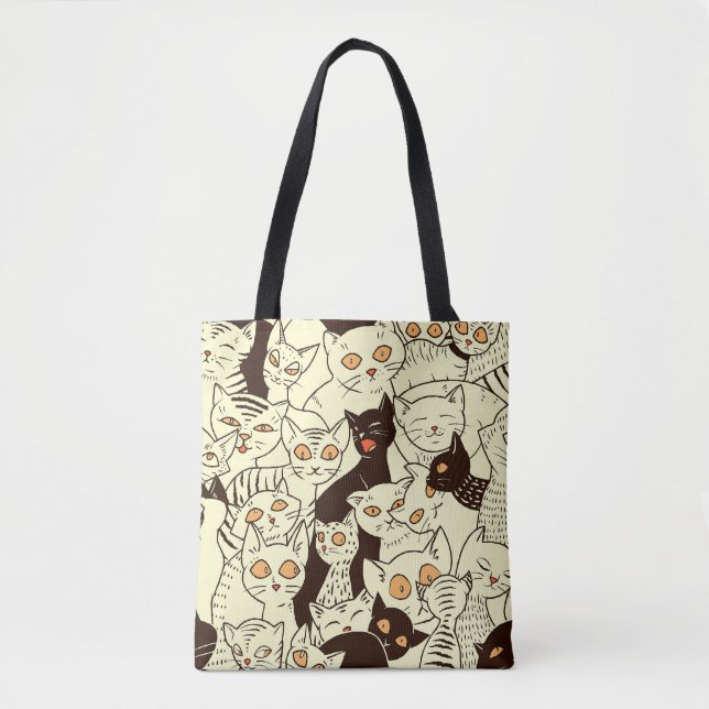 Cute Cats Vintage Wallpaper Pattern Tote Bag (Front)