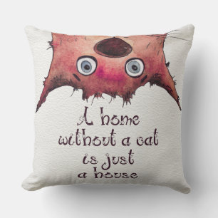 Cute Cats Watercolor Cats Quotes Funny Cats Throw Pillow