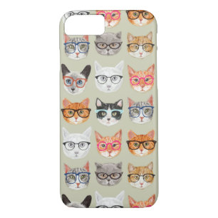 Cute Cats Wearing Glasses Pattern iPhone 8/7 Case
