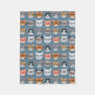 Cute Cats Wearing Glasses Pattern Fleece Blanket