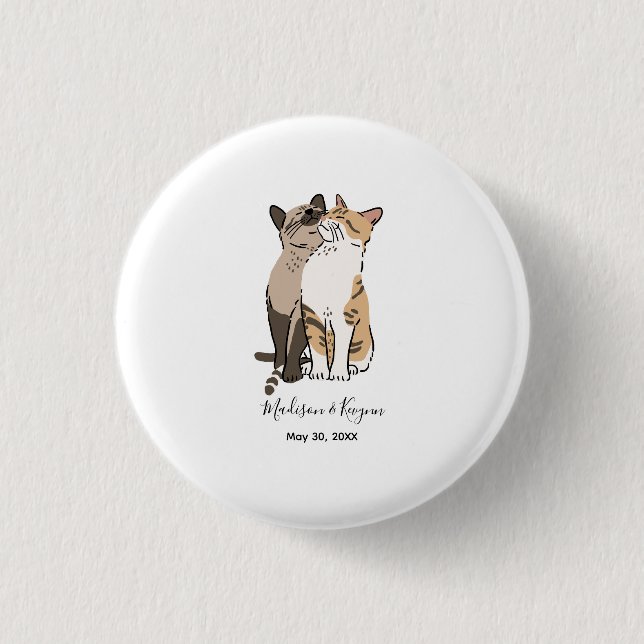 Cute Cats Wedding 1 Inch Round Button (Front)