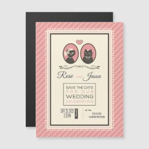 Cute Cats Wedding Magnetic Invitation