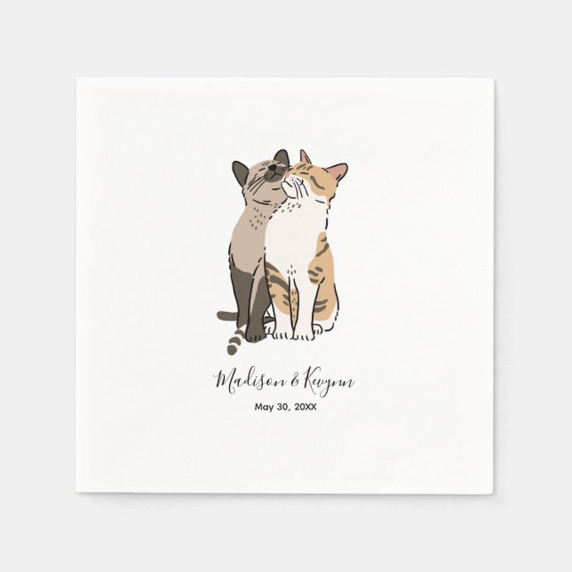 Cute Cats Wedding Napkin (Front)