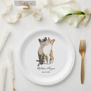 Cute Cats Wedding Paper Plate