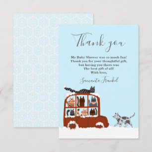 Cute Cats Winter Birthday Baby Thank You Card