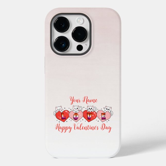 Cute Cats With Hearts, Lesbian Flag Colours Case-Mate iPhone Case (Back)