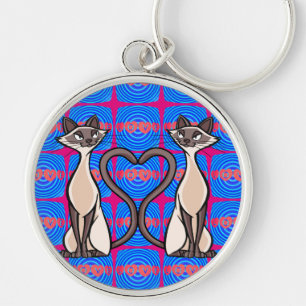 Cute Cats With Lovely Heart Keychain