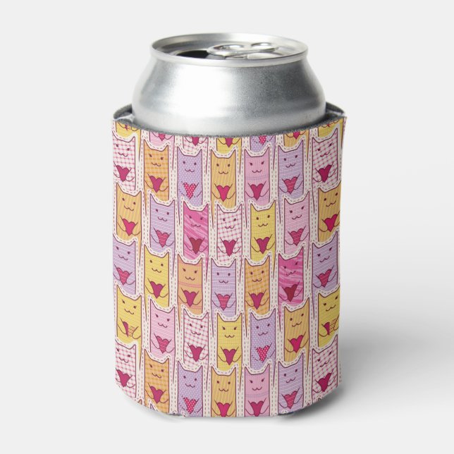 Cute Cats with Loving Hearts Can Cooler (Can Front)