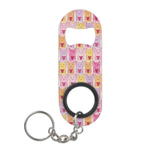 Cute Cats with Loving Hearts Keychain Bottle Opener