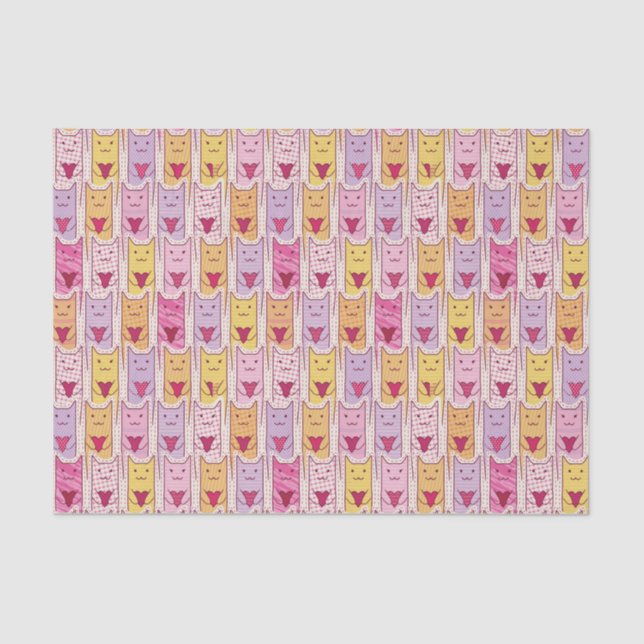 Cute Cats with Loving Hearts Tissue Paper (Front)