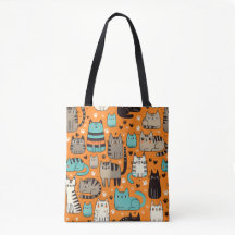 Cute Cats With Orange Background Tote Bag