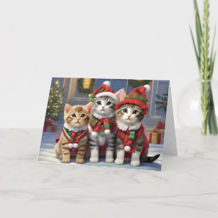 Cute Cats With Santa Hats  Card