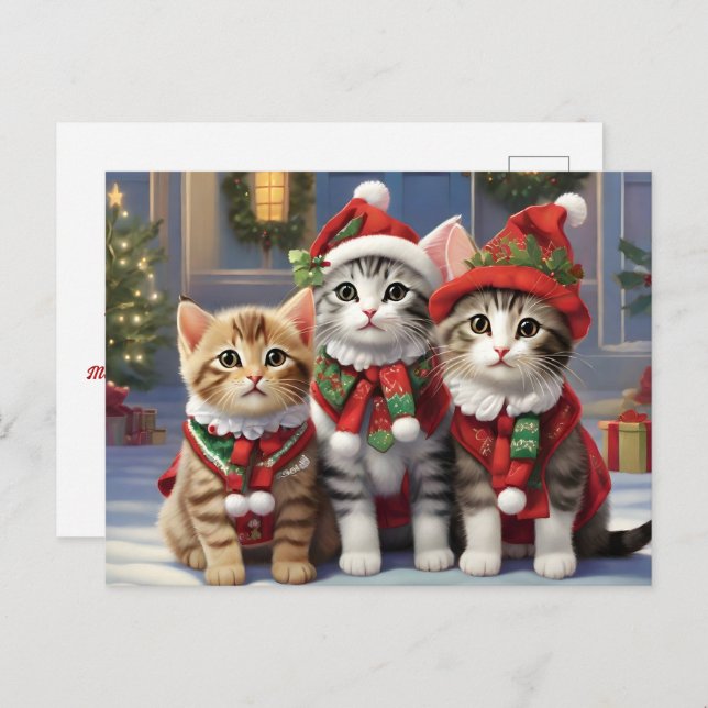 Cute Cats With Santa Hats  Postcard (Front/Back)