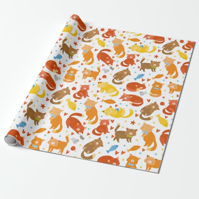 Cute Cats Wrapping Paper (Unrolled)