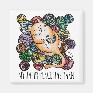 Cute Cat's Yarn Heaven Knitting Wool Knitters Magnet