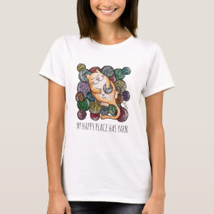 Cute Cat's Yarn Heaven Knitting Wool Knitters T-Shirt