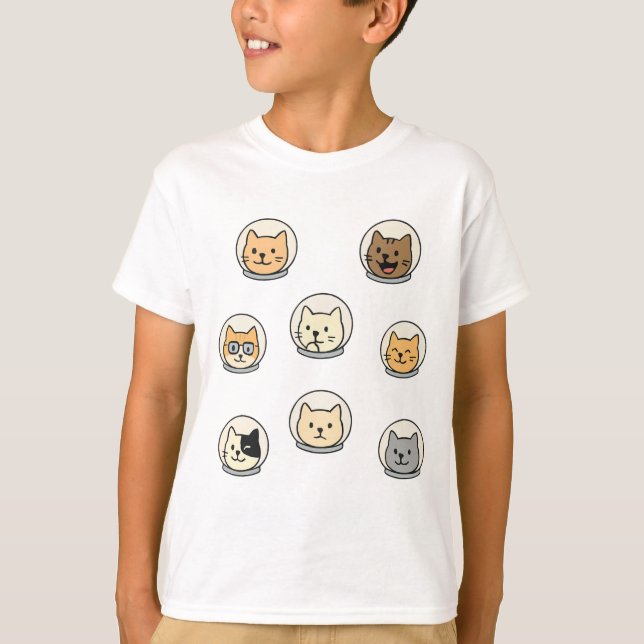 Cute Catstronaut Heads Shirt For Space-Loving Kids (Front)