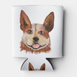Cute Cattle Dog Red Heeler Portrait Painting Can Cooler