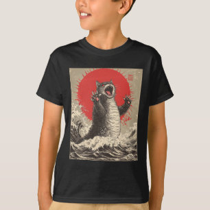 Cute Catzilla Cat Japanese Art Funny Cat T-Shirt