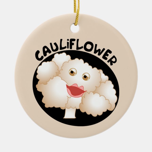 Cute Cauliflower Ceramic Ornament (Front)