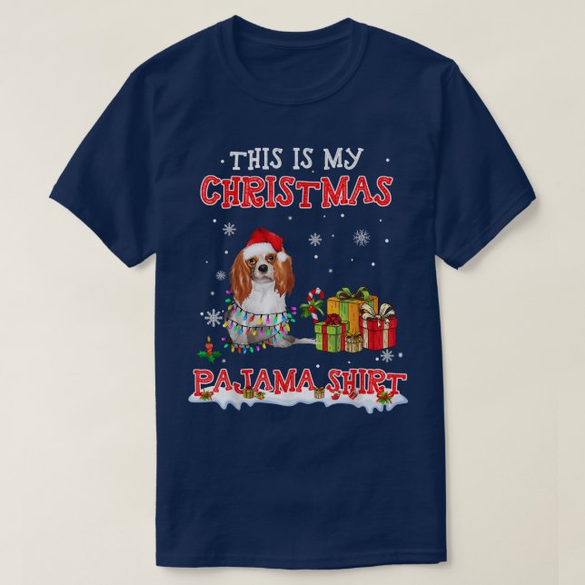 Cute Cavalier King Chales Spaniel On Snow   Christ T-Shirt (Design Front)
