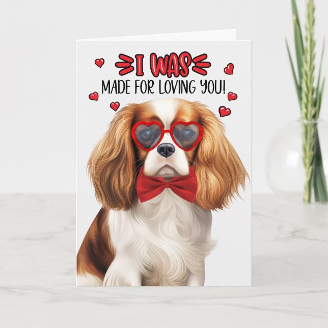 Cute Cavalier King Charles Dog Love Valentine Holiday Card (Front)