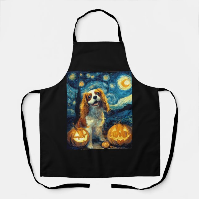 Cute Cavalier King Charles Spaniel Dog Halloween J Apron (Front)