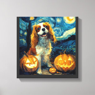 Cute Cavalier King Charles Spaniel Dog Halloween J Canvas Print