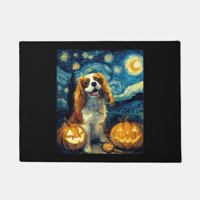 Cute Cavalier King Charles Spaniel Dog Halloween J Doormat (Front)