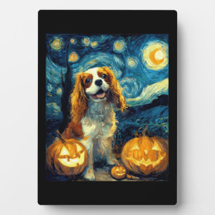 Cute Cavalier King Charles Spaniel Dog Halloween J Plaque