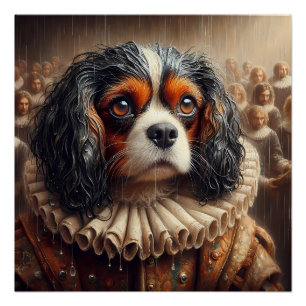 Cute Cavalier King Charles Spaniel Hamlet Art Poster