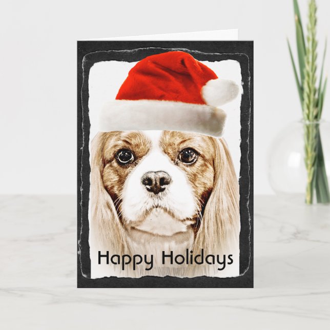 Cute Cavalier King Charles Spaniel Holiday Card (Front)
