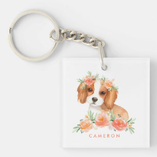 Cute Cavalier King Charles Spaniel Orange Fleurs