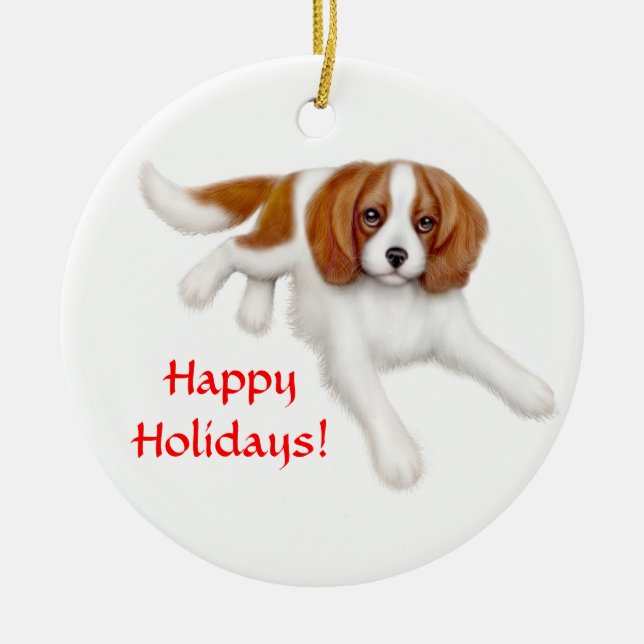 Cute Cavalier King Charles Spaniel Ornament (Front)