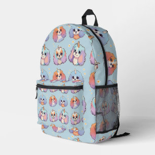 Cute Cavalier King Charles Unicorn Pastel Pattern Printed Backpack