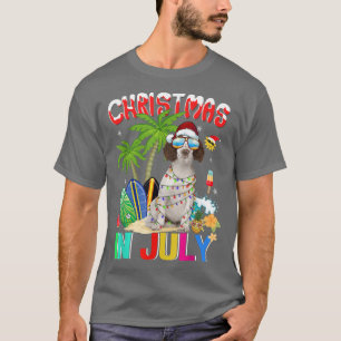 Cute Cavalier King in Santa Hat Sunglasses Christm T-Shirt