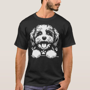 Cute Cavapoo Peeking Dog Graphic Design T-Shirt
