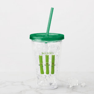 Cute celery sticks trio cartoon vegetables acrylic tumbler