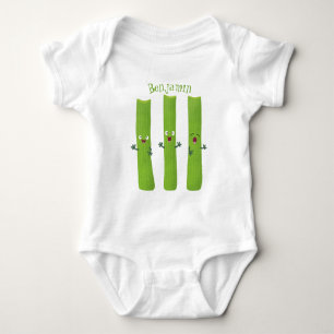 Cute celery sticks trio cartoon vegetables baby bodysuit