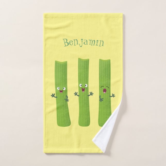 Cute celery sticks trio cartoon vegetables bath towel set (Hand Towel)
