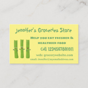Cute celery sticks trio cartoon vegetables business card