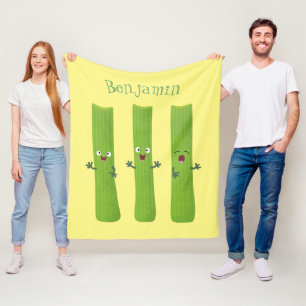 Cute celery sticks trio cartoon vegetables fleece blanket