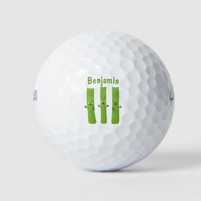 Cute celery sticks trio cartoon vegetables golf balls (Front)