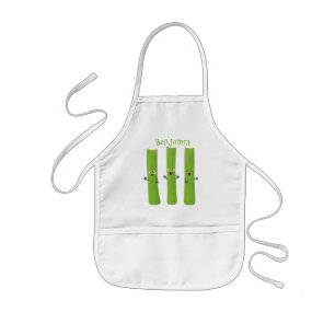 Cute celery sticks trio cartoon vegetables  kids apron