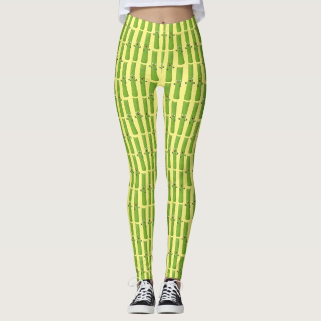 Cute celery sticks trio cartoon vegetables leggings (Front)