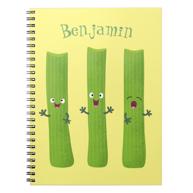 Cute celery sticks trio cartoon vegetables notebook (Front)