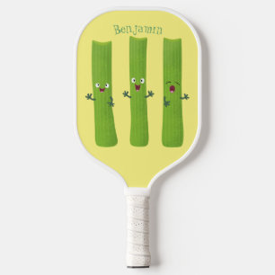 Cute celery sticks trio cartoon vegetables  pickleball paddle
