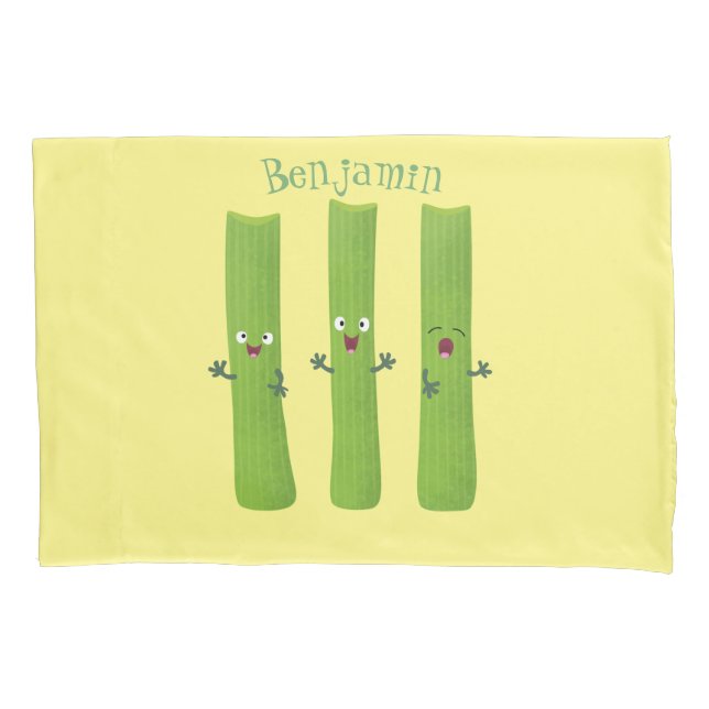 Cute celery sticks trio cartoon vegetables  pillowcase (Front)