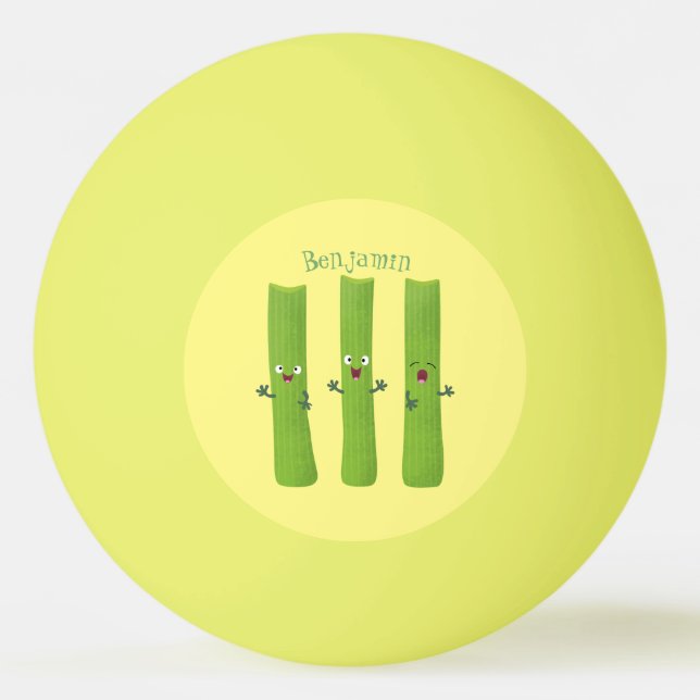 Cute celery sticks trio cartoon vegetables ping pong ball (Front)